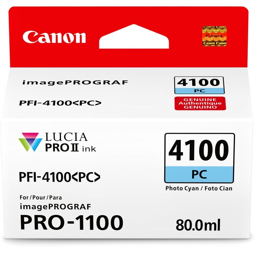 Cartucho de Tinta Canon PFI-4100 PC, Ciano Fotográfico, 80ml - 6781C002 (Sob encomenda)