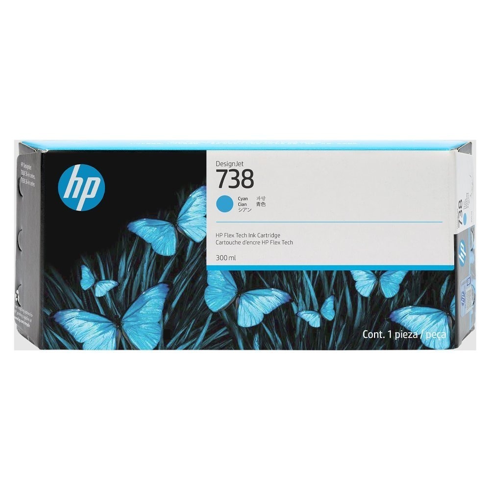Cartucho de Tinta HP 738 Ciano 300 ml - 676M6A  Cartucho de Tinta HP 738 Ciano 300 ml - 676M6A