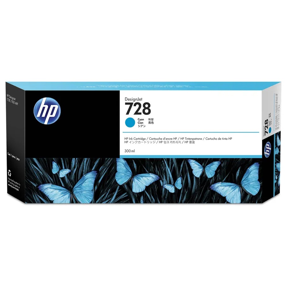 Cartucho de Tinta HP 728 Ciano PLUK 300 ml F9K17A Cartucho de Tinta HP 728 Ciano PLUK 300 ml F9K17A