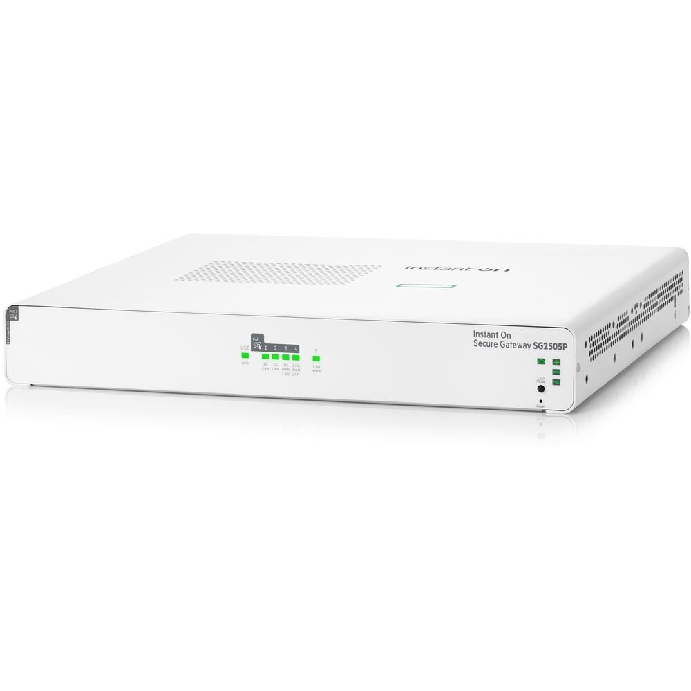 Gateway seguro HPE Networking Instant On de 5 portas SmartRate 2,5 G PoE+ 64 W SG2505P - S0G34A