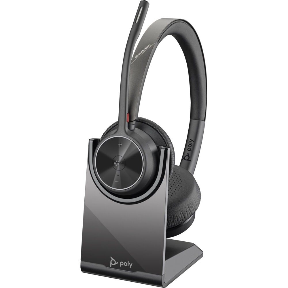Headset Poly Voyager 4320 certificado para Microsoft Teams + Dongle BT700 + Base de carregamento - 77Z00A
