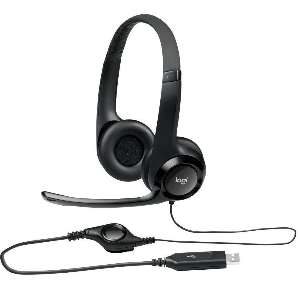 Headset Logitech H390, USB, Estéreo, Preto - 981-000014