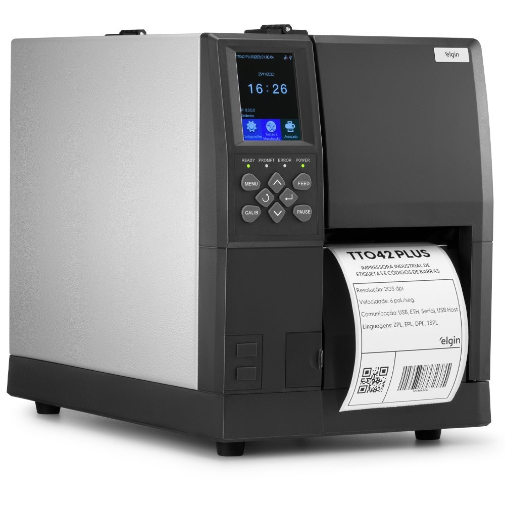 Impressora de Etiquetas Industrial Elgin TT042 Plus, 203 dpi, USB, Ethernet e Serial RS-232 - 46TT042PCKD0 Impressora de Etiquetas Industrial Elgin TT042 Plus, 203 dpi, USB, Ethernet e Serial RS-232 - 46TT042PCKD0