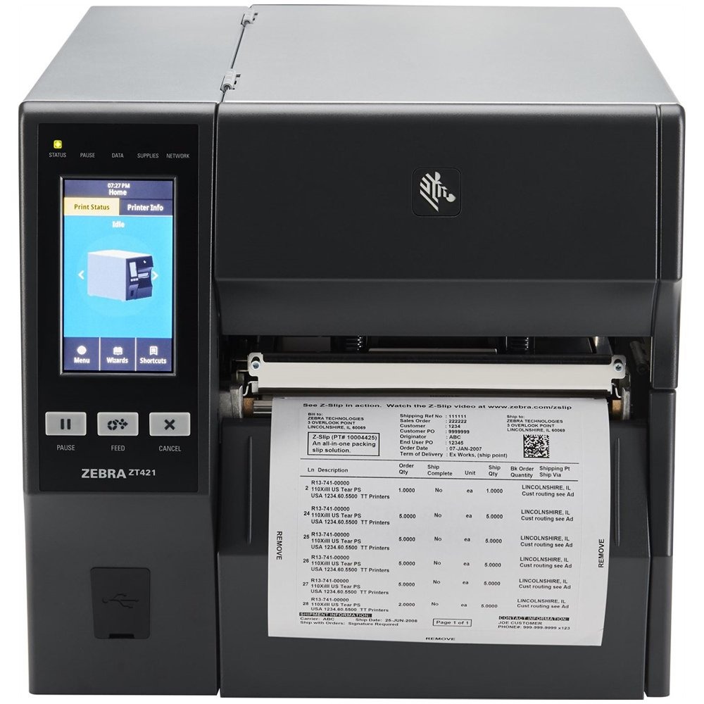 Impressora de Etiquetas Zebra ZT421, 203dpi, Tela Touch 4,3", USB 2.0, Serial RS-232, Bluetooth e Ethernet - ZT42162T0A0000Z