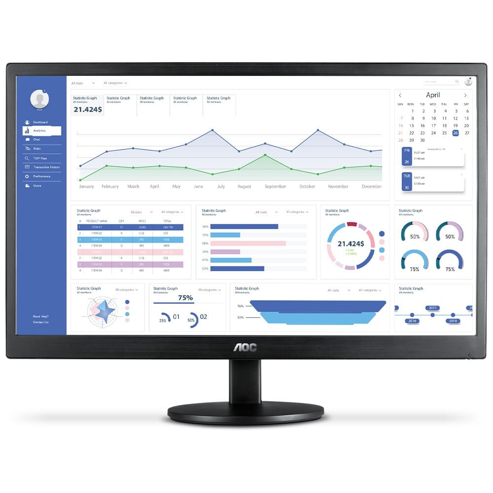 Monitor AOC LED 18.5", HDMI/VGA, 5ms - E970SWHNL Monitor AOC LED 18.5", HDMI/VGA, 5ms - E970SWHNL