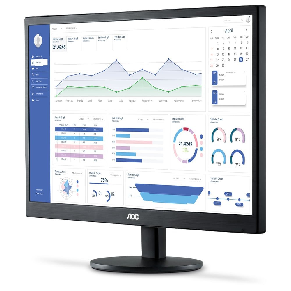 Monitor AOC LED 18.5", HDMI/VGA, 5ms - E970SWHNL Monitor AOC LED 18.5", HDMI/VGA, 5ms - E970SWHNL