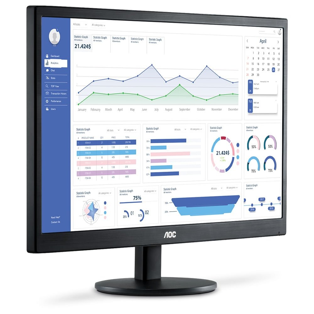 Monitor AOC LED 18.5", HDMI/VGA, 5ms - E970SWHNL Monitor AOC LED 18.5", HDMI/VGA, 5ms - E970SWHNL