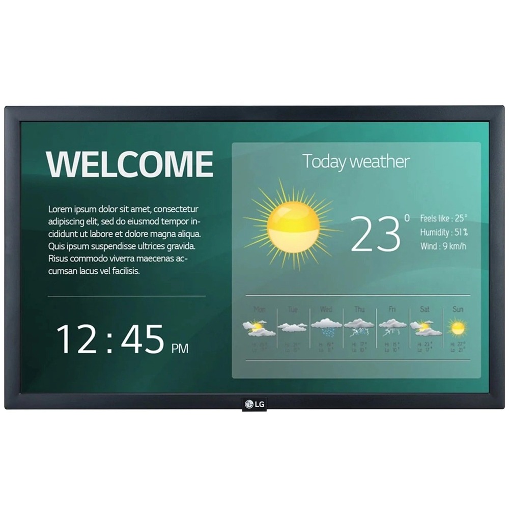 Monitor Profissional LG LED 22" Full HD, 16/7, 250 cd/m², IPS, HDMI/USB/RS232C/RJ45/Áudio, webOS - 22SM3G-B (Sob Encomenda)