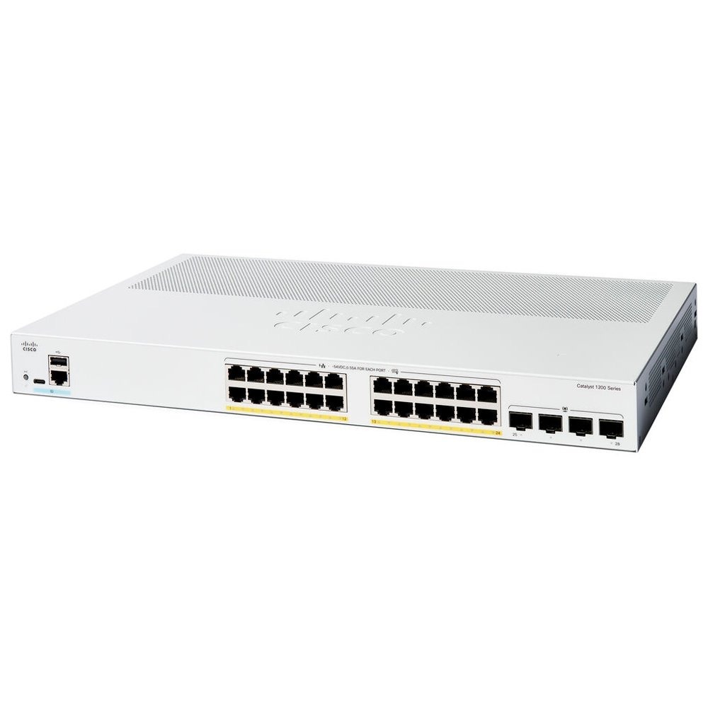 Switch Cisco Catalyst C1200 24 Portas Gigabit PoE+ 195W 4x SFP Layer 2 Gerenciável C1200-24P-4G