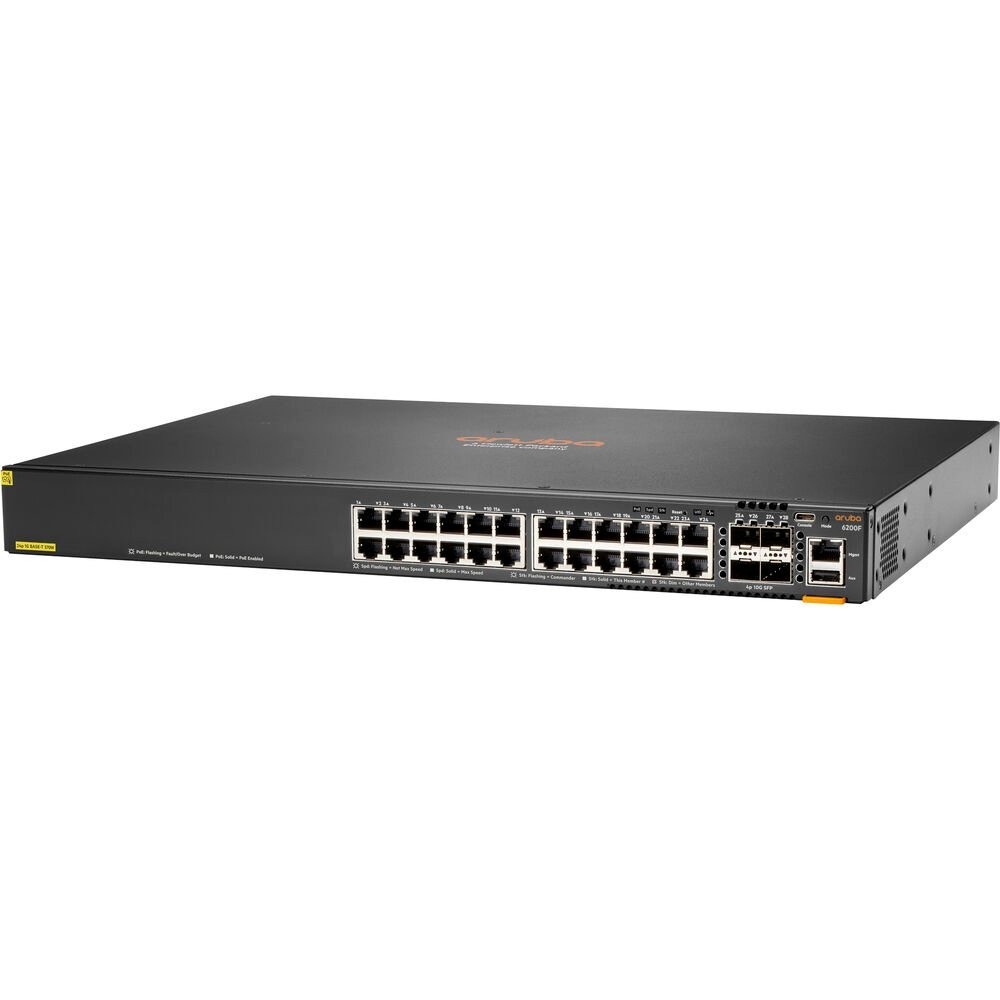 Switch HPE Aruba 6200F 24 portas PoE 4x SFP+ 370W Layer 2 Gerenciável JL725A Switch HPE Aruba 6200F 24 portas PoE 4x SFP+ 370W Layer 2 Gerenciável JL725A