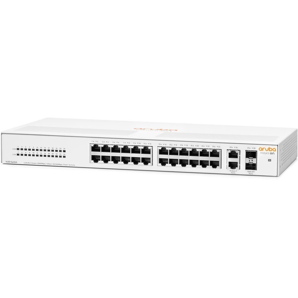 Switch HPE Aruba Instant On 1430 26 Portas 2SFP - R8R50A Switch HPE Aruba Instant On 1430 26 Portas 2SFP - R8R50A