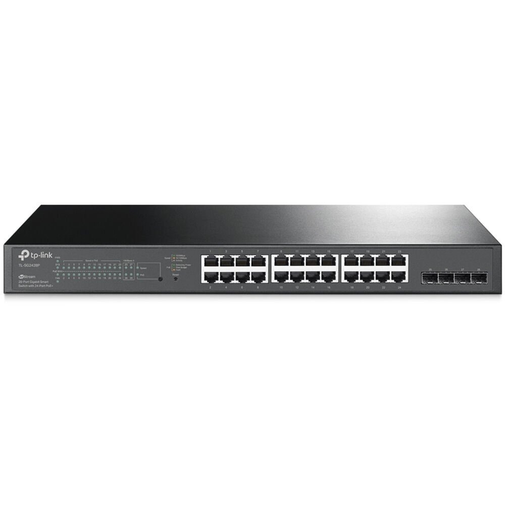 Switch TP-LINK Smart Gigabit JetStream de 24 Portas com PoE+ 4× Slots Gigabit SFP - TL-SG2428P
