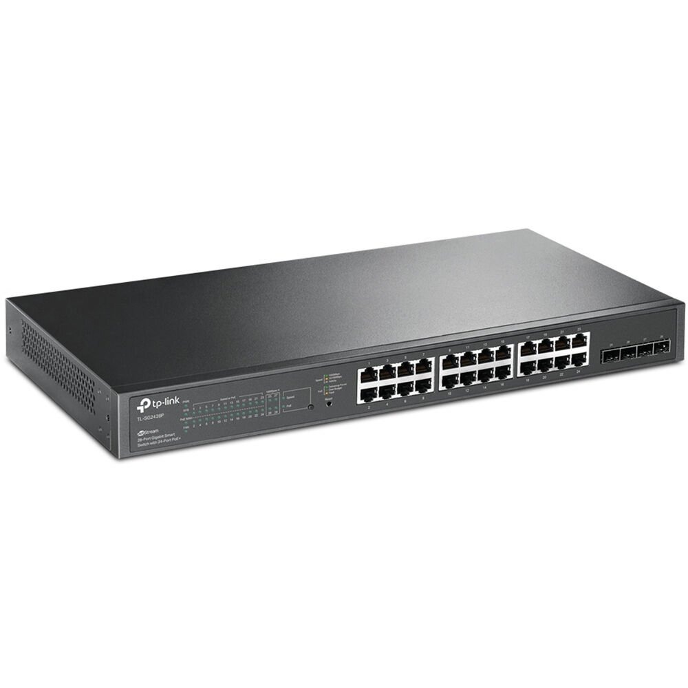 Switch TP-LINK Smart Gigabit JetStream de 24 Portas com PoE+ 4× Slots Gigabit SFP - TL-SG2428P