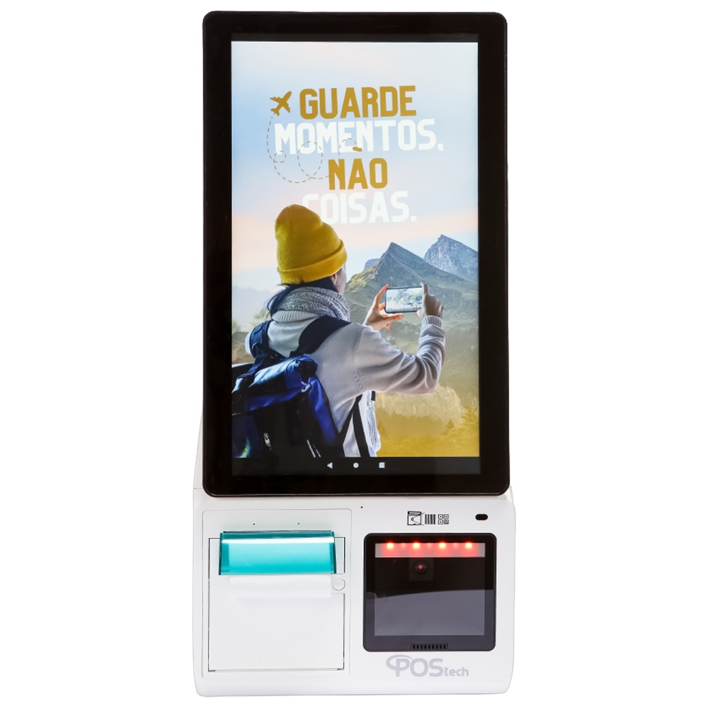 Terminal de Autoatendimento Postech USE 15.6&quot;, Celeron J6412, Memória 4GB, Armazenamento M2 128GB, Scanner 1D e 2D - POS-K156W