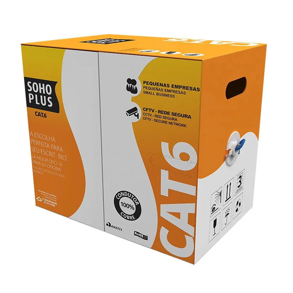 CABO REDE LAN FURUKAWA SOHOPLUS CAT6 U/UTP CMX AZUL CLARO CERTIFICADO CX 305M - 34297