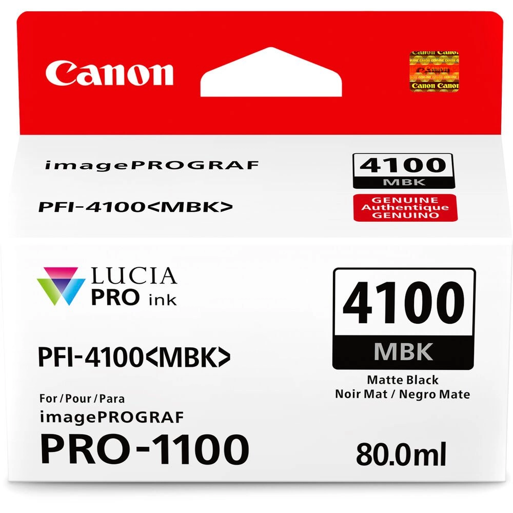 Cartucho de Tinta Canon PFI-4100 MBK, Preto Fosco, 80ml - 6776C002 (Sob encomenda)