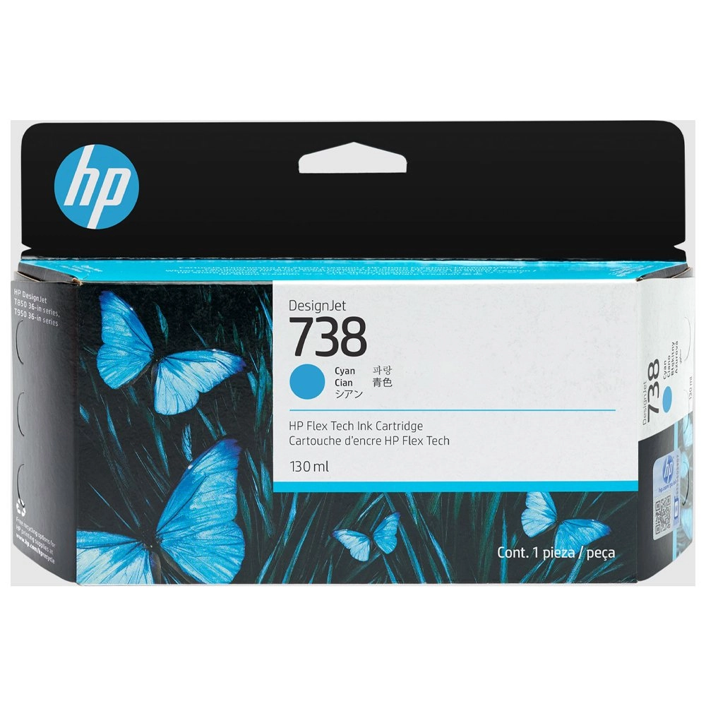Cartucho de Tinta HP 738 Ciano 130 ml - 498N5A