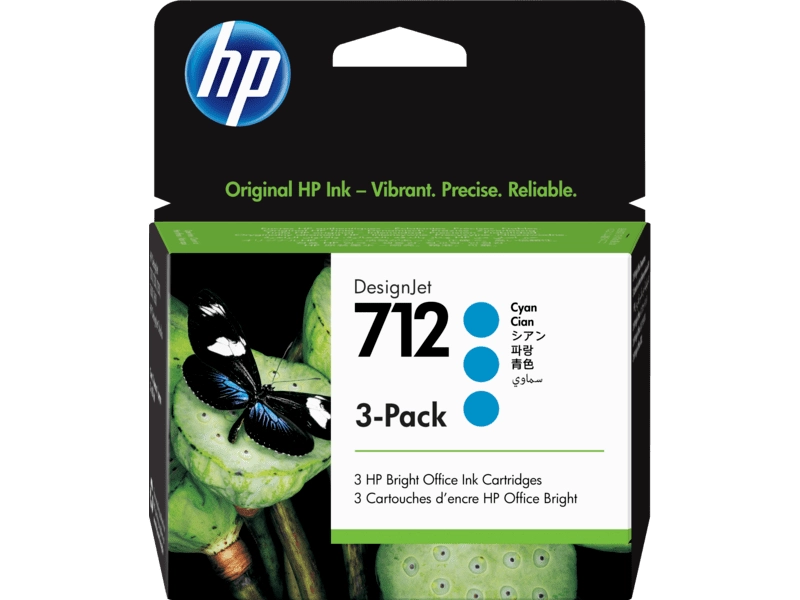 Cartucho de Tinta HP 712 Ciano PLUK 29ml (3 unid) 3ED77A Cartucho de Tinta HP 712 Ciano PLUK 29ml (3 unid) 3ED77A