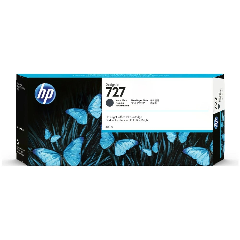 Cartucho de Tinta HP 727 Preto Mate PLUK 300ml C1Q12A