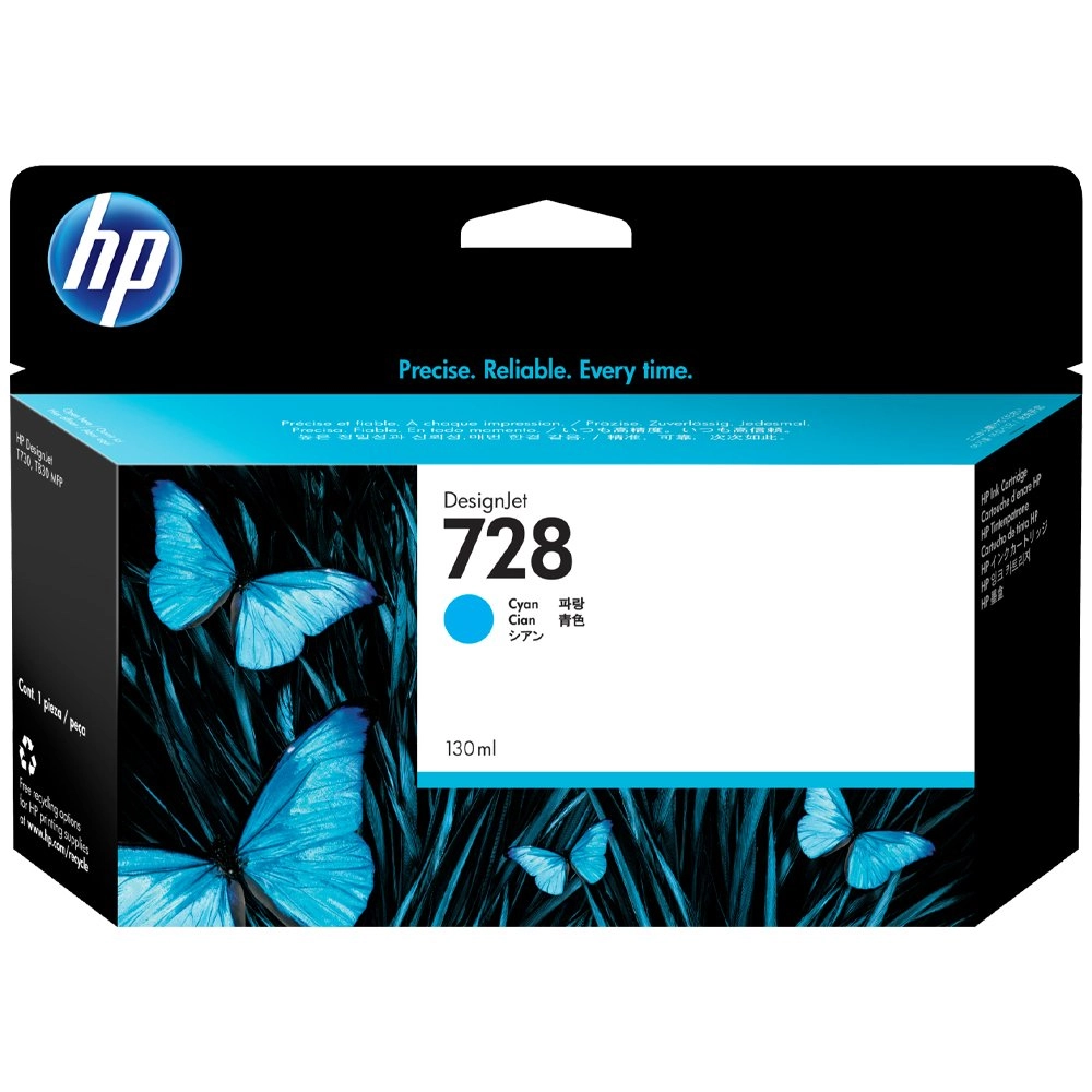 Cartucho de Tinta HP 728 Ciano PLUK 130 ml F9J67A
