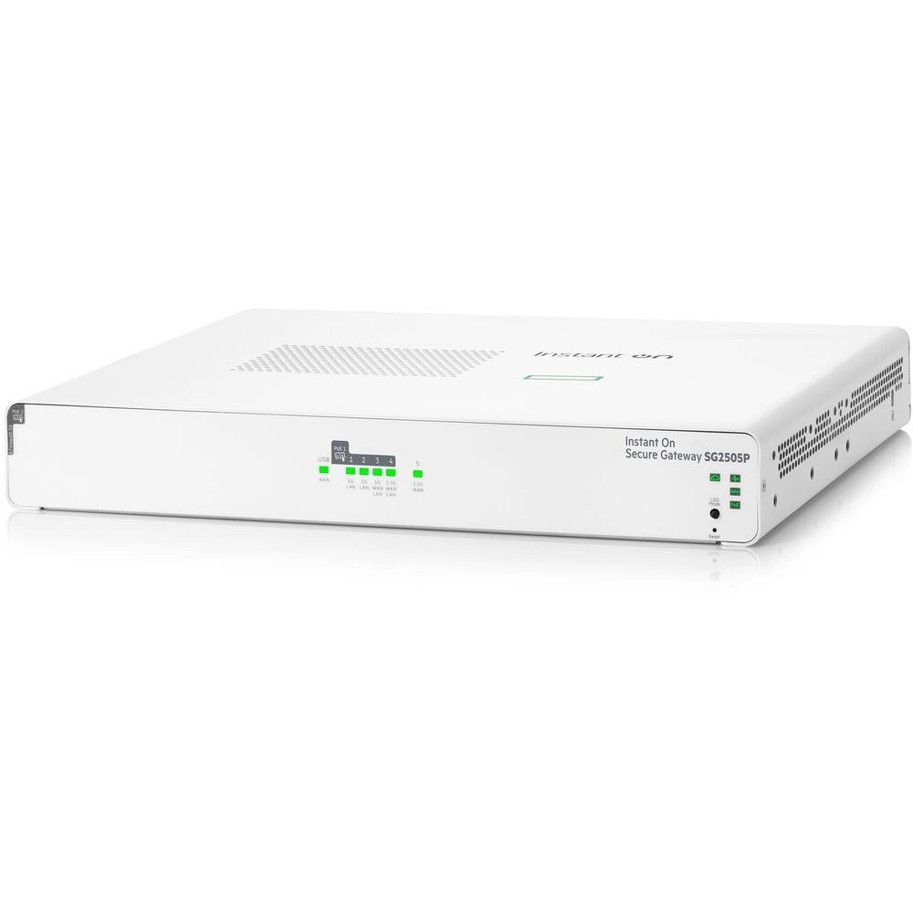 Gateway seguro HPE Networking Instant On de 5 portas SmartRate 2,5 G PoE+ 64 W SG2505P - S0G34A