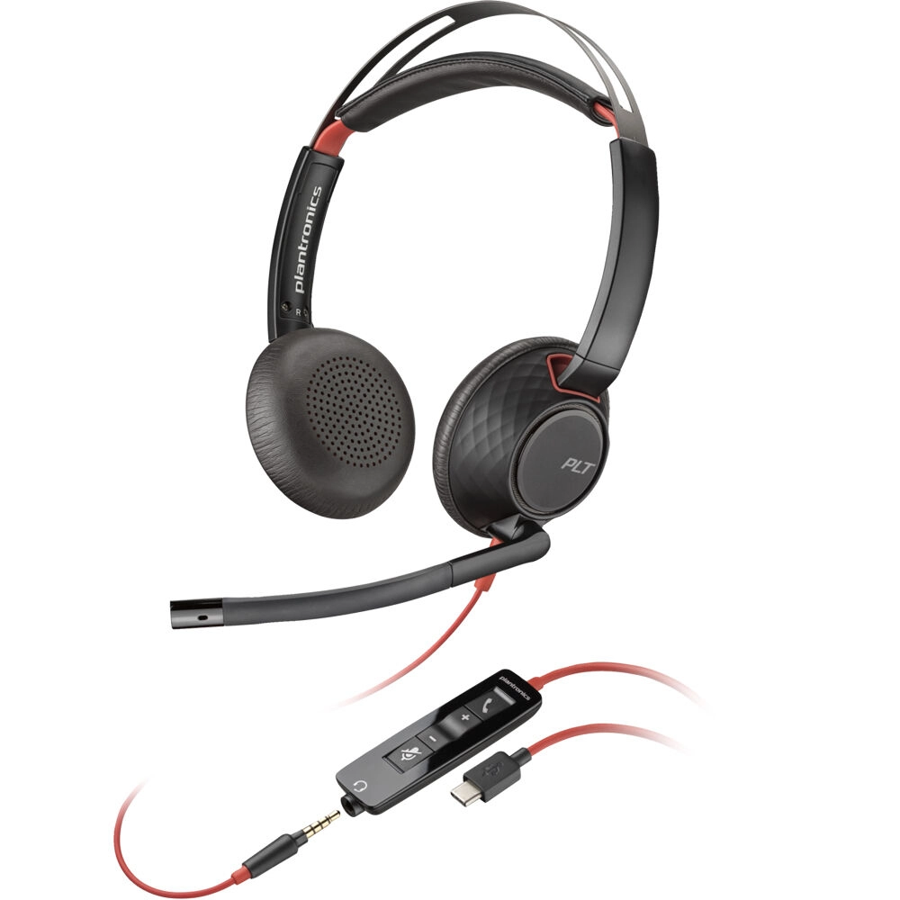 Headset HP Poly Blackwire 5220 Stereo USB-A/C Preto - 8X231AA