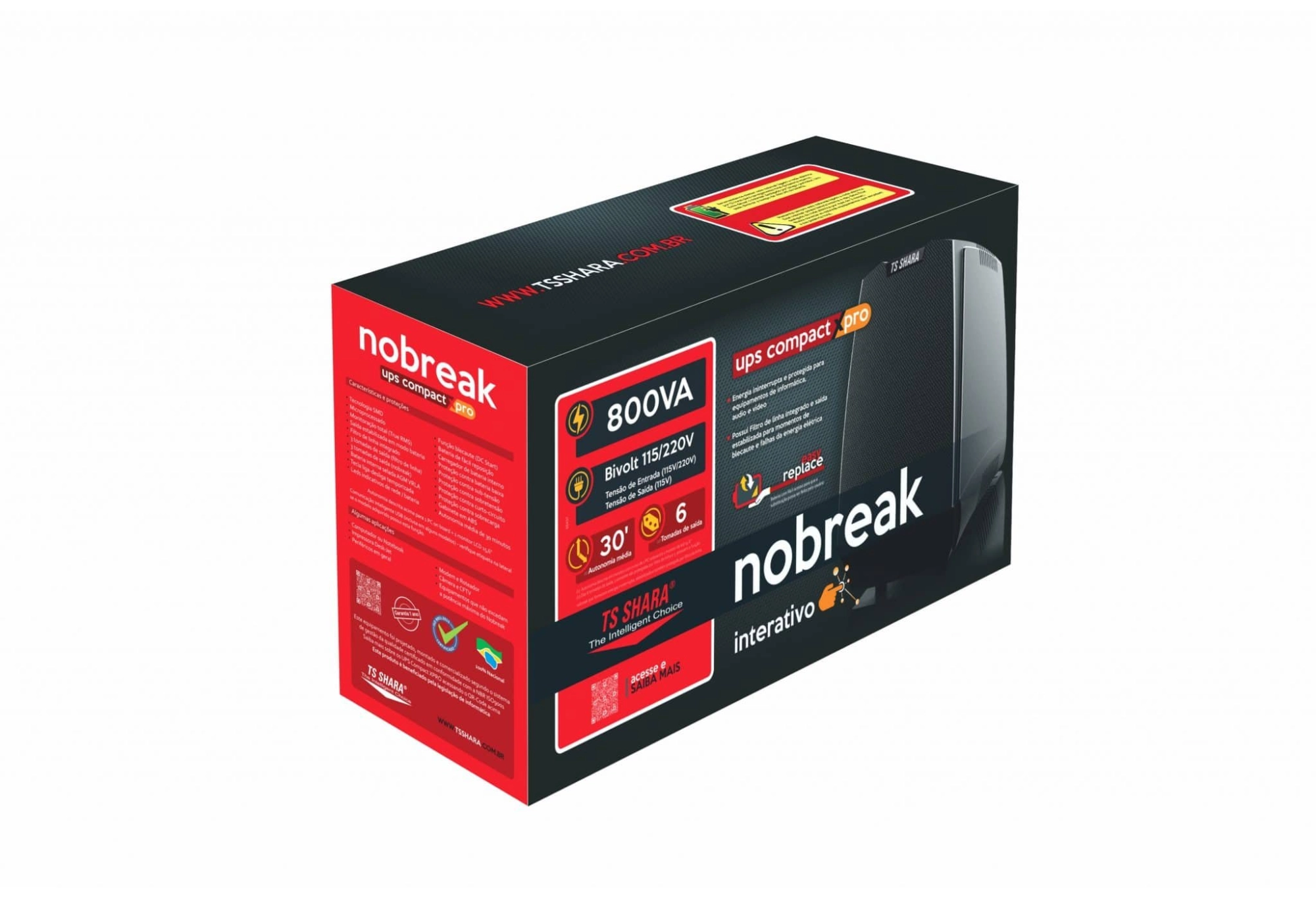Nobreak TS Shara UPS Compact XPro 800VA Bivolt 115V - TS 4442