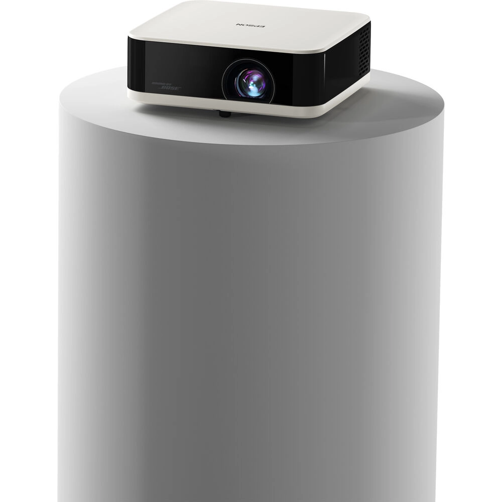 Projetor Epson Portátil Lifestudio Pop EF-61W, 700 IDMS/ISO Lumens, LED, 3LCD, Full HD, HDMI, USB, Smart, Google TV, áudio BOSE 2x5W, Wi-Fi, Bluetooth, até 150", Branco Pérola - V11HB72021