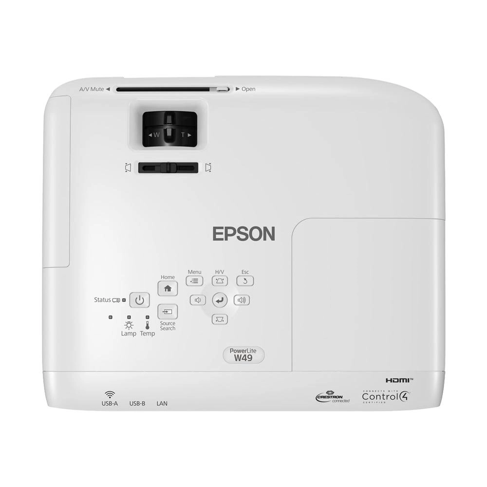 Projetor Epson PowerLite W49, 3800 Lumens, 3LCD, WXGA, HDMI, 1280X800 - V11H983020