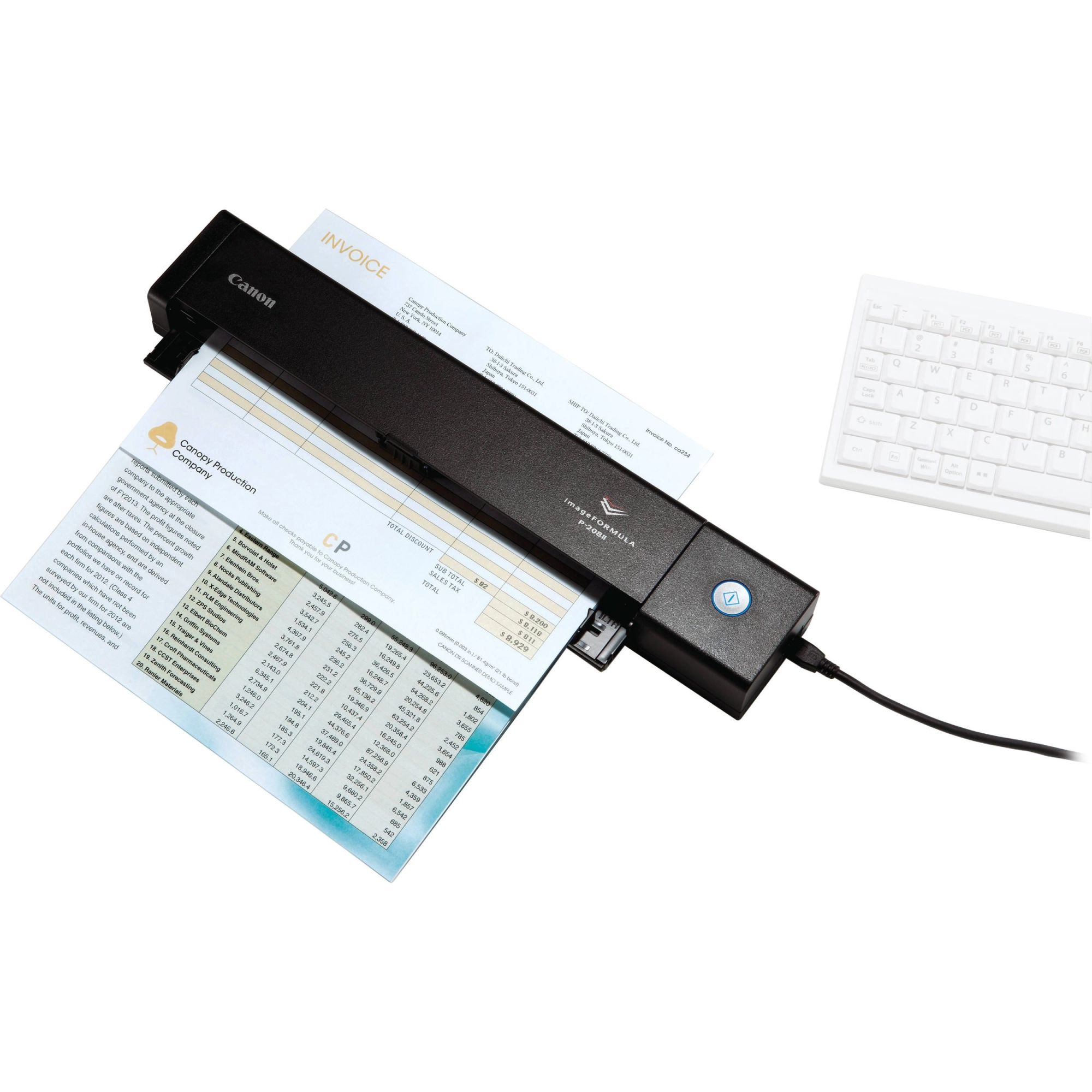 Scanner Canon Portátil A4 Colorido 8ppm 600DPI - 9704B007AB - P-208II