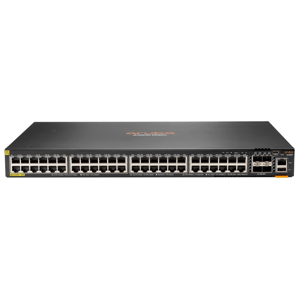 Switch HPE Aruba 6200F 48 Portas GbE Classe 4 PoE 4SFP+ 740 W JL728B