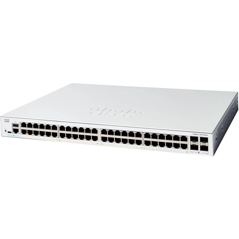 Switch Cisco Catalyst 1300 48 portas Giga 4x 1G SFP Uplinks C1300-48T-4G (Sob encomenda)
