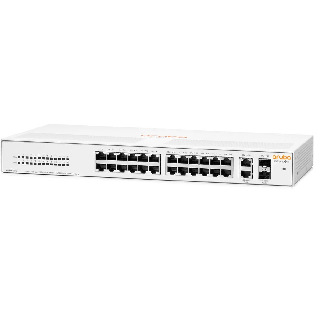 Switch HPE Aruba Instant On 1430 26 Portas 2SFP - R8R50A Switch HPE Aruba Instant On 1430 26 Portas 2SFP - R8R50A