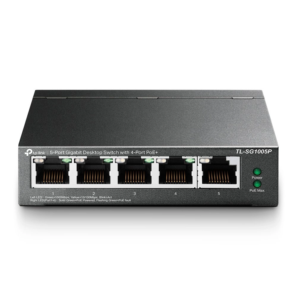 Switch Tp-link de Mesa 5 Portas Gigabit (4 Portas Poe+) TL-SG1005P