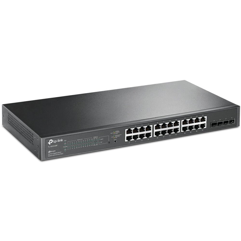 Switch TP-LINK Smart Gigabit JetStream de 24 Portas com PoE+ 4× Slots Gigabit SFP - TL-SG2428P