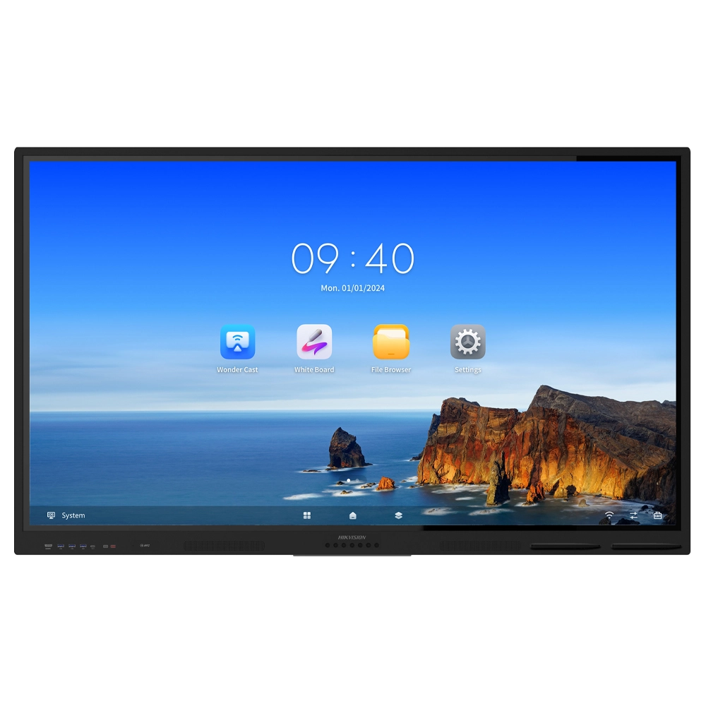Tela Interativa Hikvision 65'' 4K, Ultra HD, 40 Pontos Touch, Android 13, 16/7, 400 cd/m², HDMI/USB-C/USB/Áudio, Bluetooth Ds-D5B65Rb/El