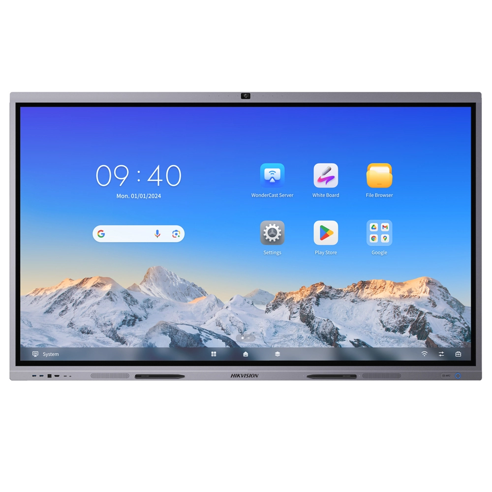 Tela Interativa Hikvision 86" 4K, Ultra HD, Câmera, Microfone, 50 Pontos Touch, Android 14, Certificado EDLA, 16/7, 400 cd/m², HDMI/USB-C/USB/Áudio Bluetooth  (Sob encomenda)